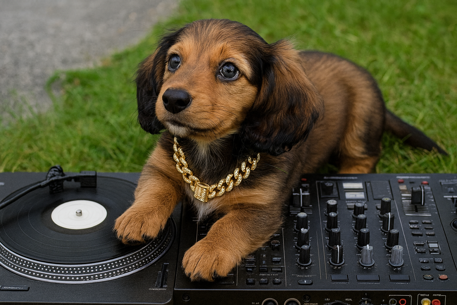 Dijon "DJ" Mustard - Official Weenie Wagon Puppy Mascot